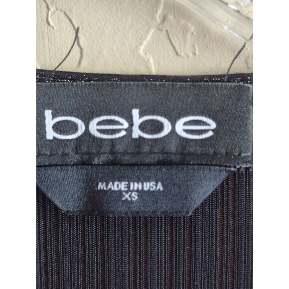 Bebe Metallic Black Long-Sleeve V-Neck Romper XS - Picture 2 of 4